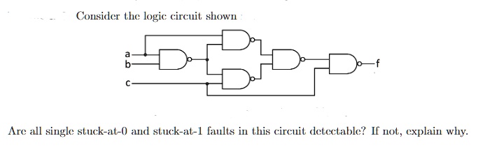 SOLVED: Consider the logic circuit shown Are all single stuck-at-0 and ...