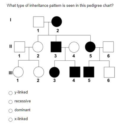 SOLVED: What type of inheritance pattern is seen in this pedigree chart ...