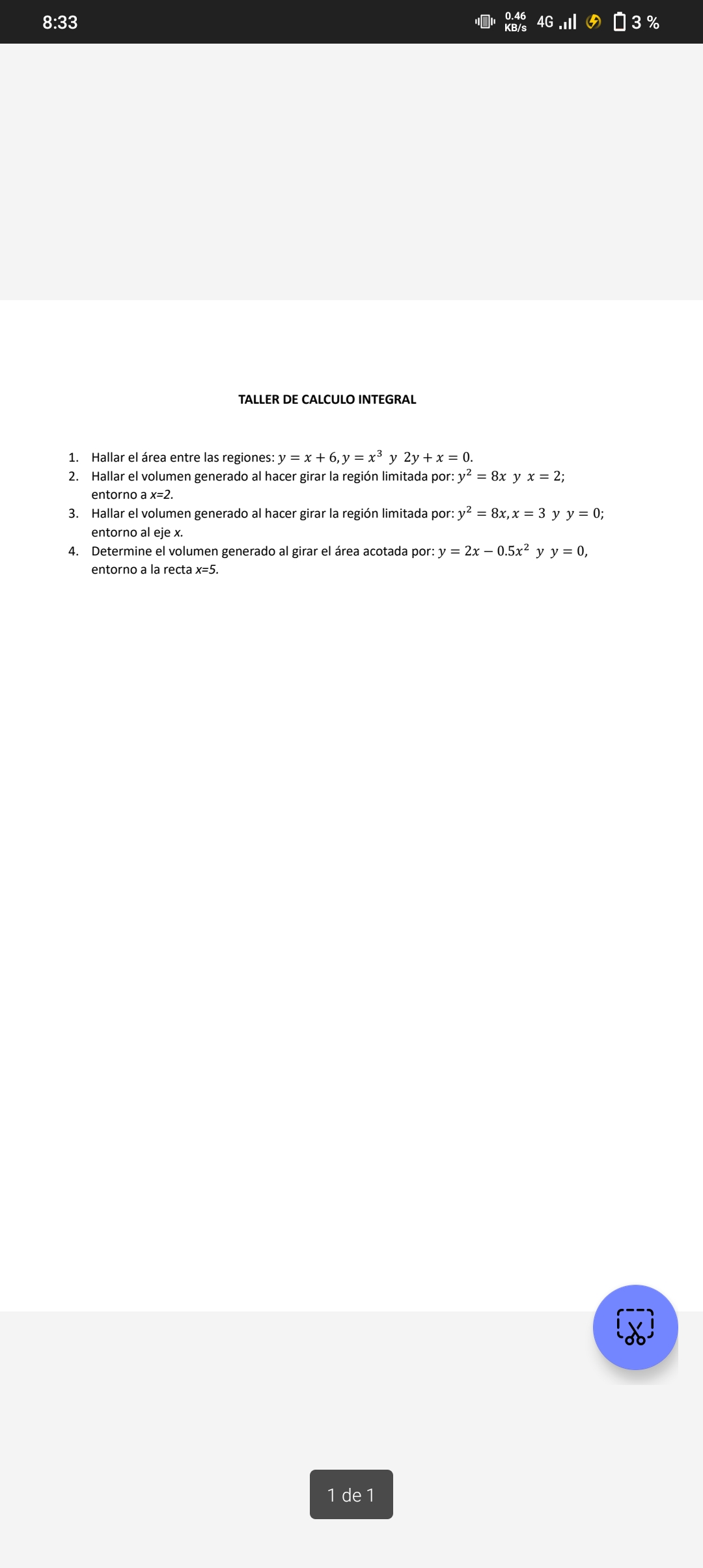 TALLER DE CALCULO INTEGRAL

1. Hallar el 