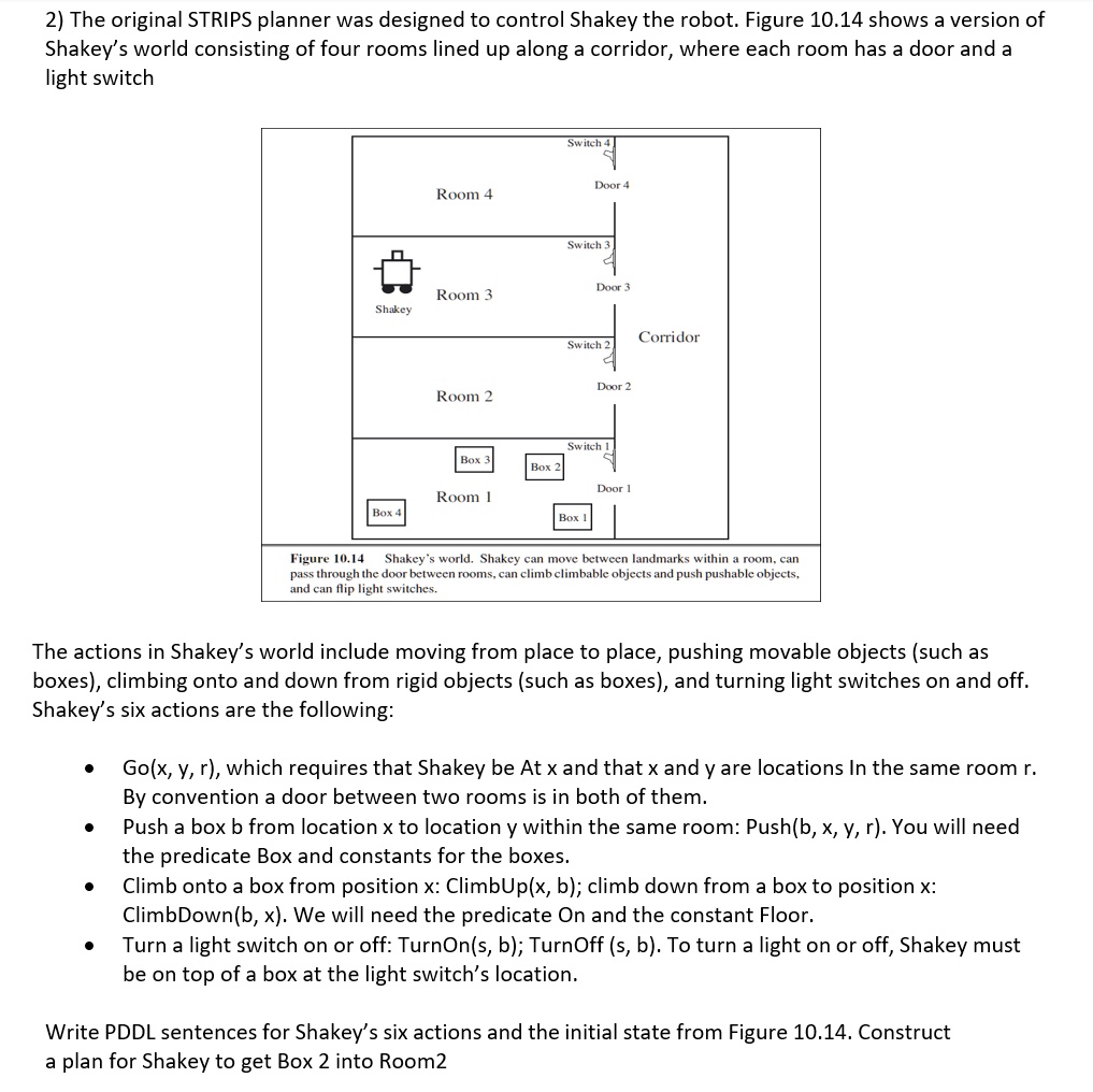 2 the original strips planner was designed to control shakey the robot ...