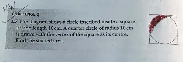 a quarter circle of radius 10 cm is drawn from each vertex