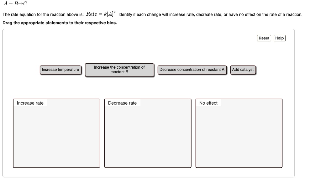 SOLVED: The rate equation for the reaction above is: Rate = [A] + [B ...
