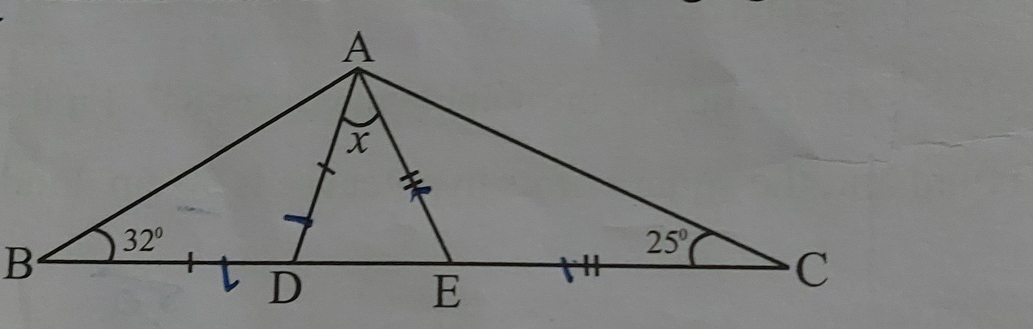 find the value of x in the following figure class 9