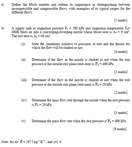 SOLVED: Need help with this question a) Define the Mach number and ...