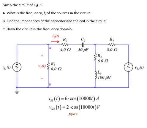 Given the circuit of Fig. 1 A. What is the frequency, f, of...