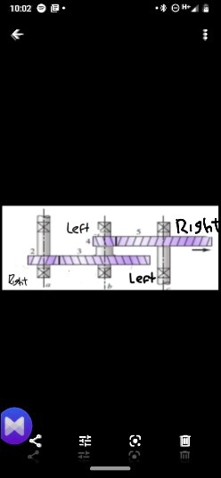 A gear train consists of four helical gears with all three axes in the ...