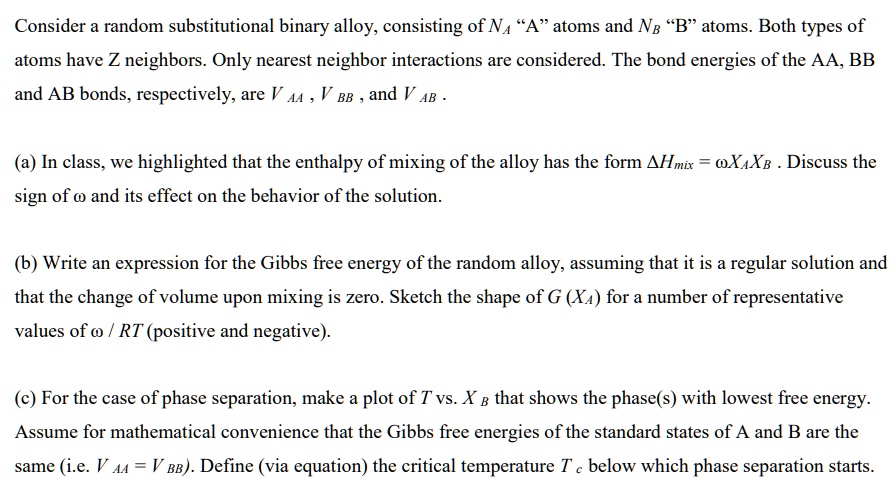 VIDEO solution: Consider a random substitutional binary alloy ...