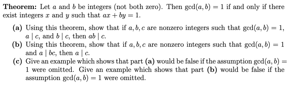 SOLVED: Theorem: Let A And B Be Integers (not Both Zero). Then Gcd(a,6 ...