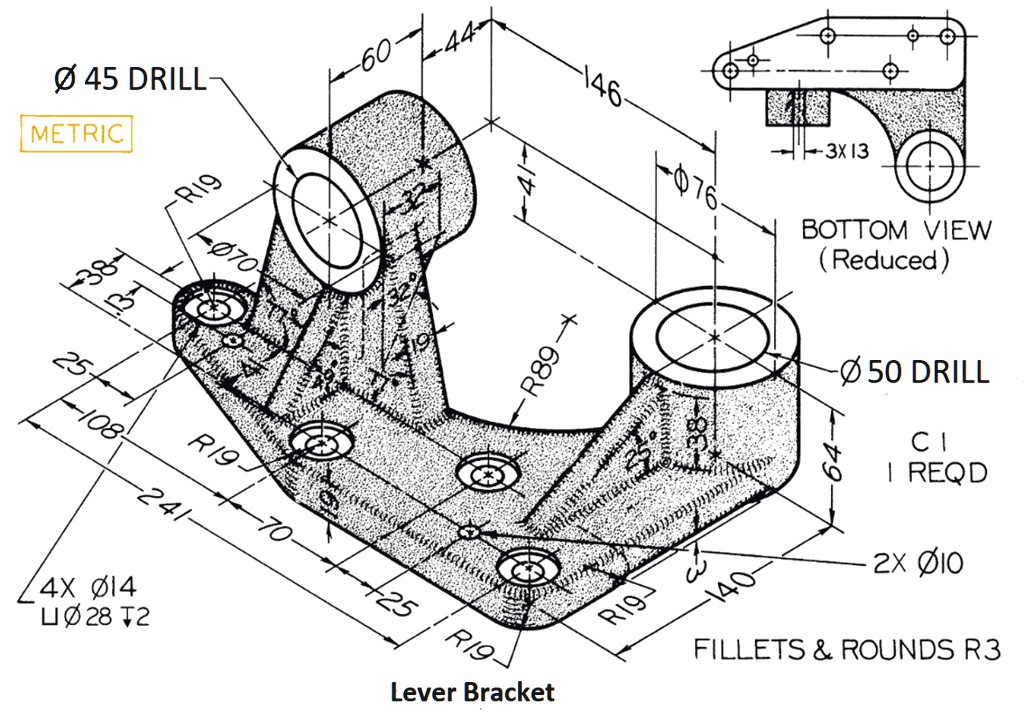 SOLVED: Draw the required orthographic views (including section and ...