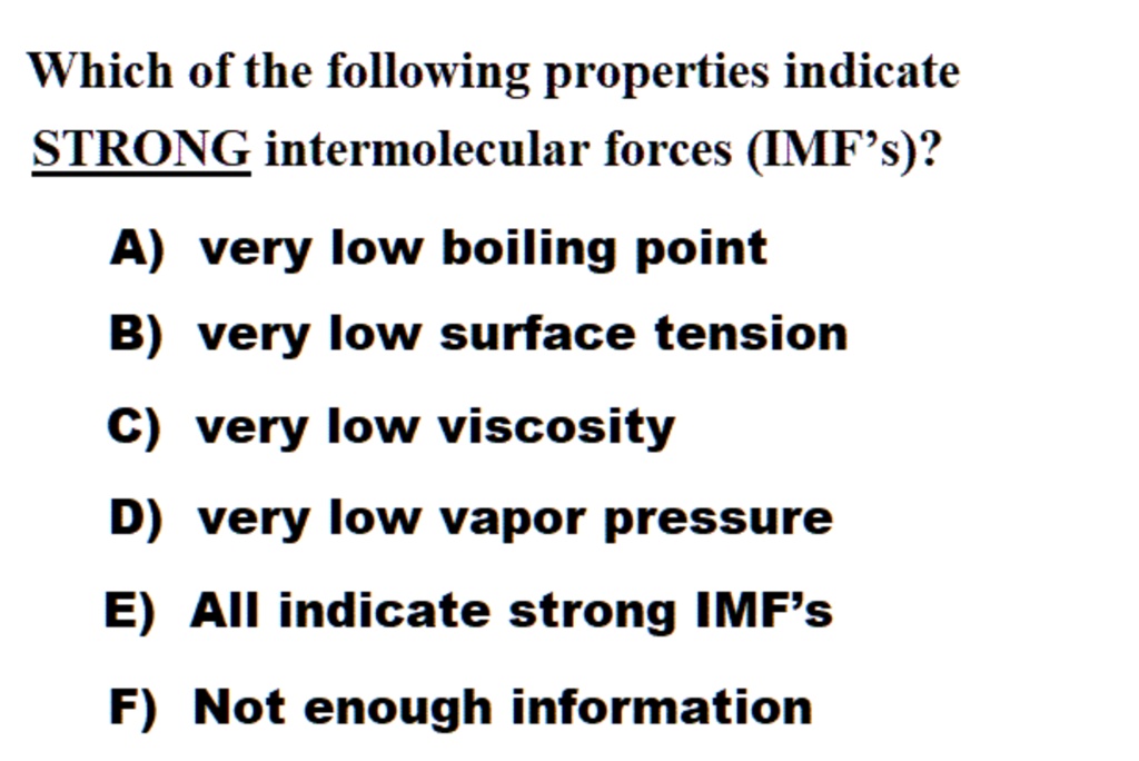 SOLVED Which of the following properties indicate STRONG