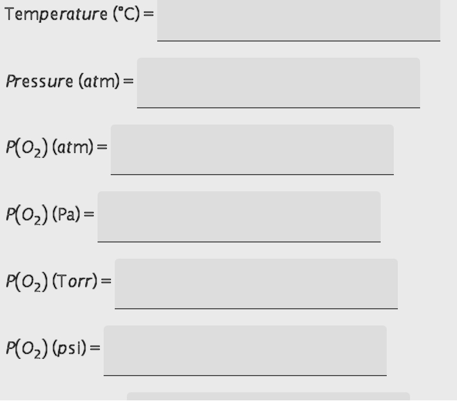 SOLVED: Calculate the atmospheric pressure (atm) and temperature (Â°C ...