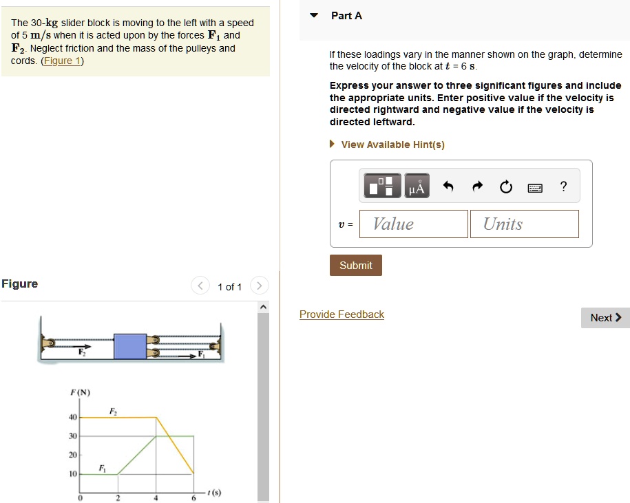 SOLVED The 30kg slider block is moving to the left with a speed of 5
