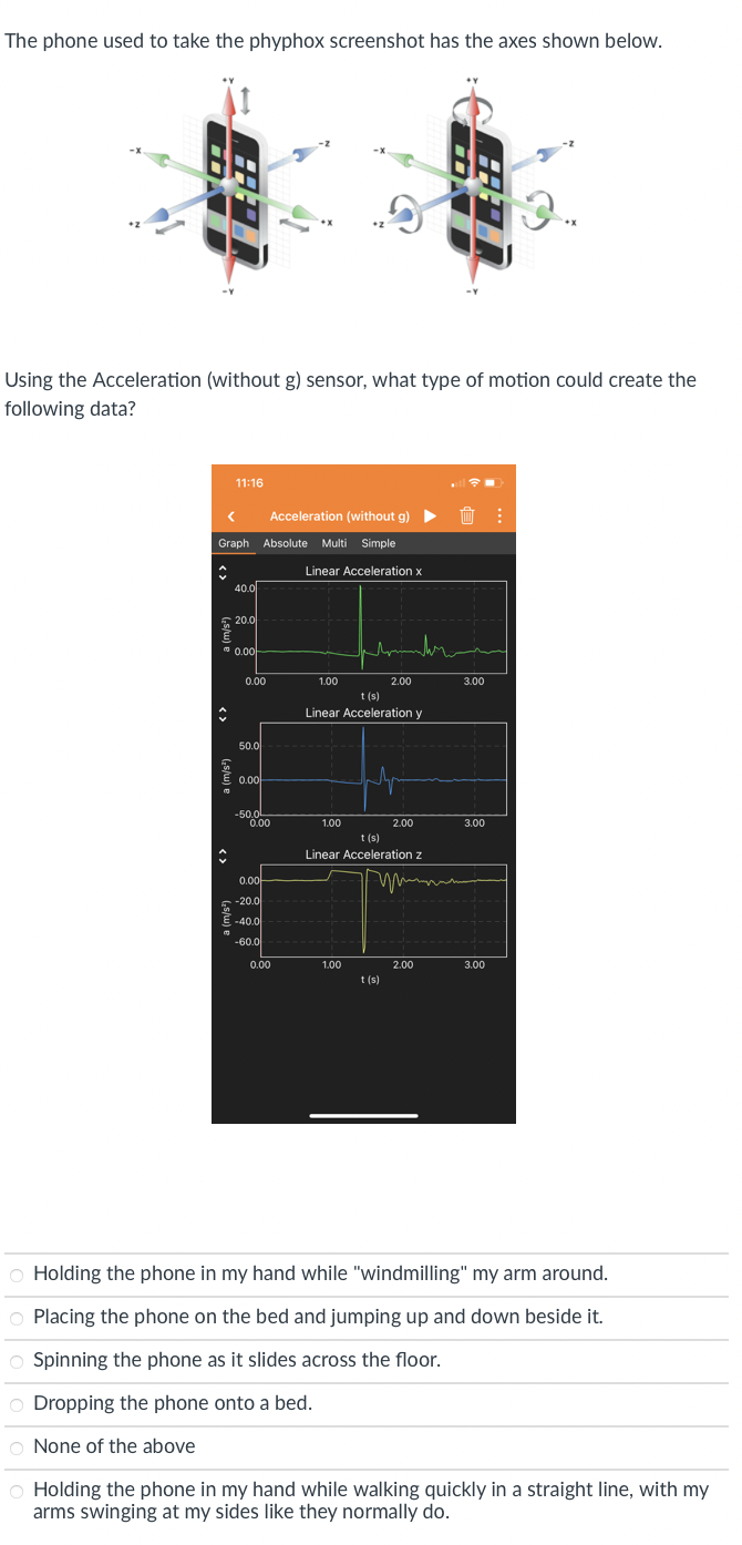 SOLVED: The Phone Used To Take The Phyphox Screenshot Has The Axes ...