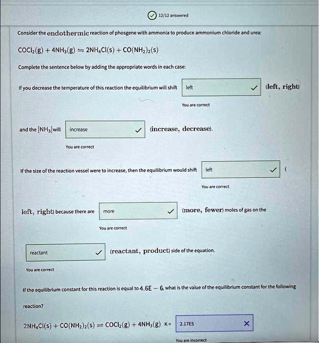 SOLVED Consider the endothermic reaction of phosgene with ammonia to