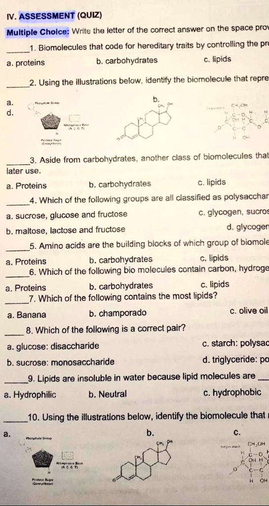 SOLVED IV. ASSESSMENT (QUIZ) Multiple Choice Write the letter of the