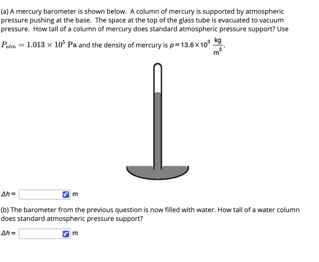 SOLVED (a) A mercury barometer is shown below A column of mercury is