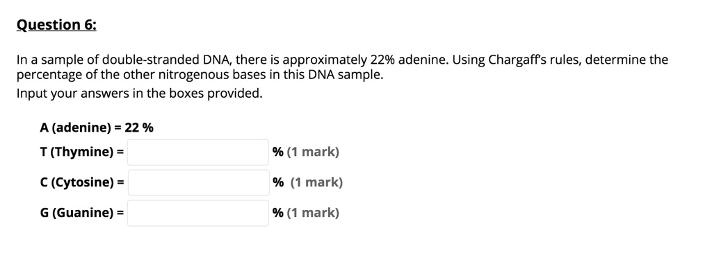 Solved Question 6 In A Sample Of Double Stranded Dna There Is