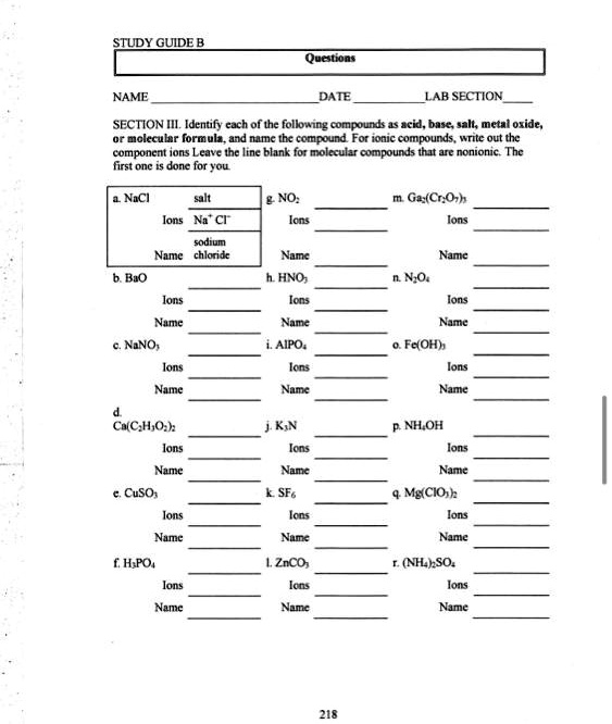 SOLVED: Study Guide Questions Name: Date: Lab Section: Section II ...