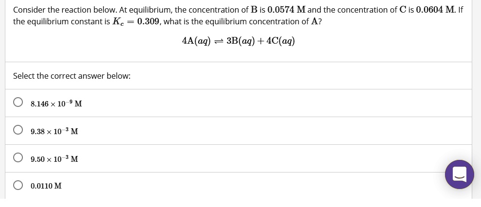 SOLVED: Consider The Reaction Below: At Equilibrium, The Concentration ...