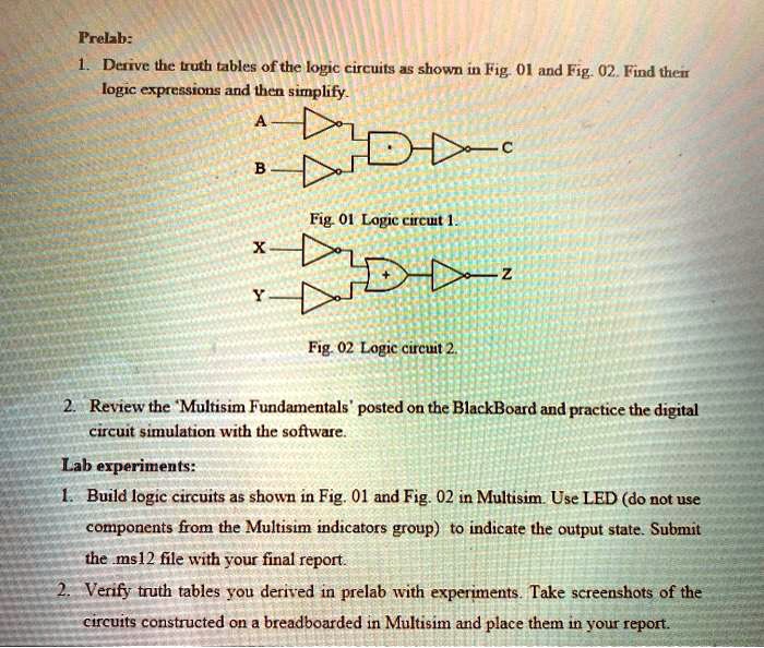 SOLVED: Using Multisim, show on breadboard through Multisim. Prelab: 15 ...