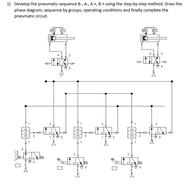 SOLVED: Develop The Pneumatic Sequence B-, A-, A+, Using The Step-by ...