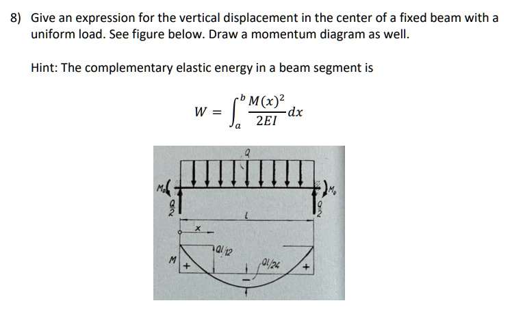 8) Give an expression for the vertical displacement in the center of a ...