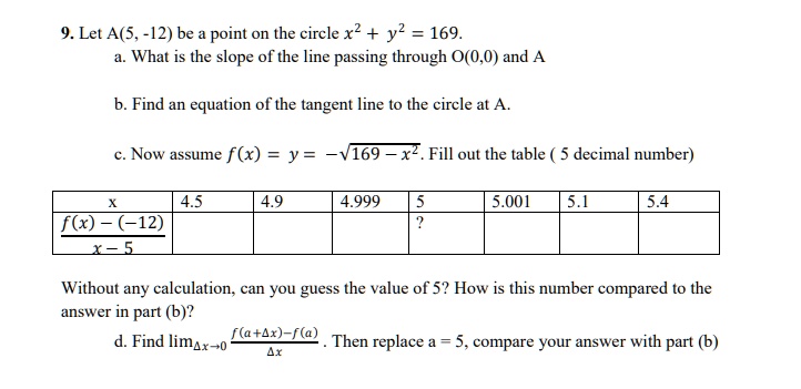 9-let-a-5-12-be-point-on-the-circle-x2-y2-169-solvedlib