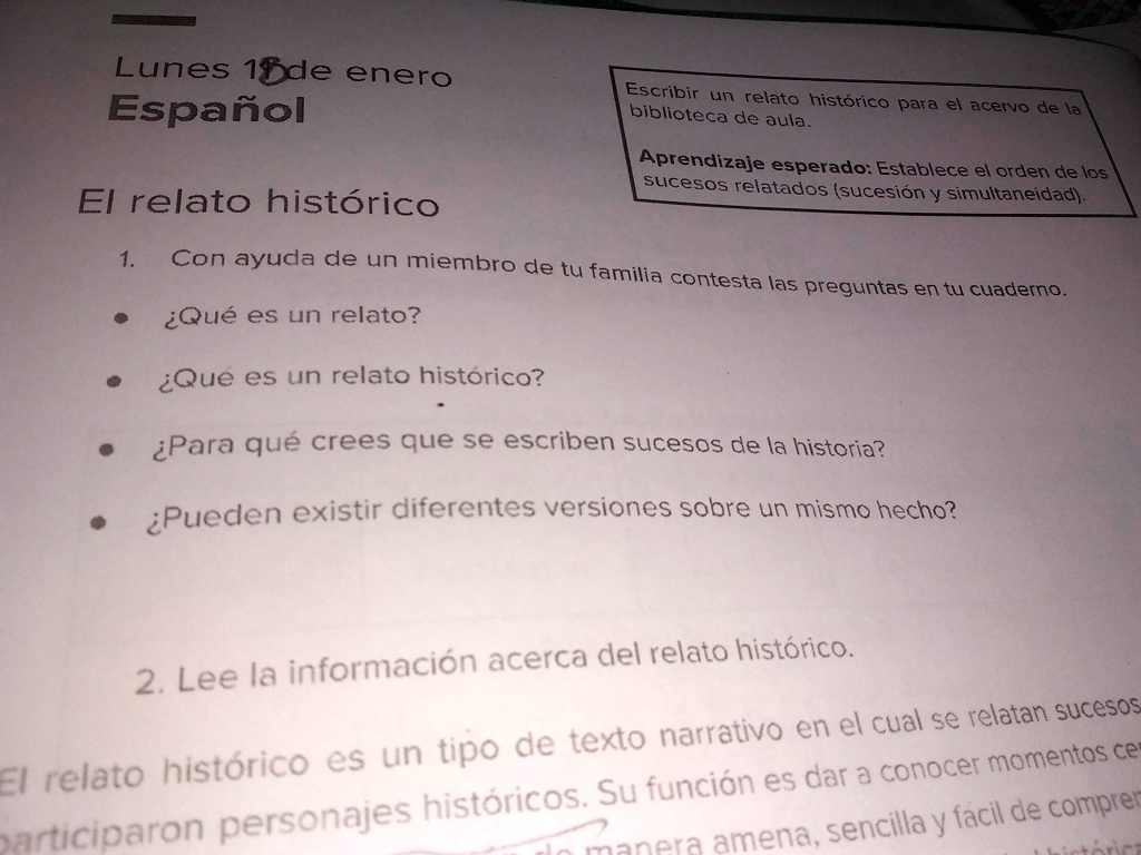 SOLVED: Me pueden ayudar es de español gracias Lunes 1fde enero Español