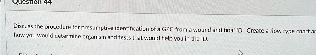 SOLVED: Discuss the procedure for presumptive identification of a GPC ...