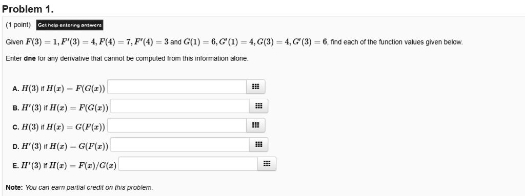 Solved Problem 1 Point Gcthclp Enicring Onjwcrt Given F 3 1 F 3 4 F 4 7 F 4 3and G 1 6 G 1 4 G 3 4 6 3 6 Find Each Of The Function