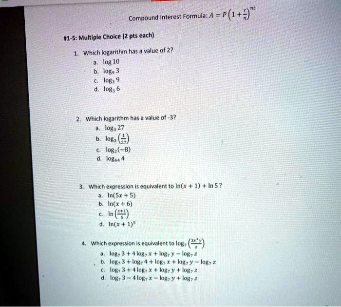 Interest Formula ^=P(1+9" 15 Multiple Choice (2 pts