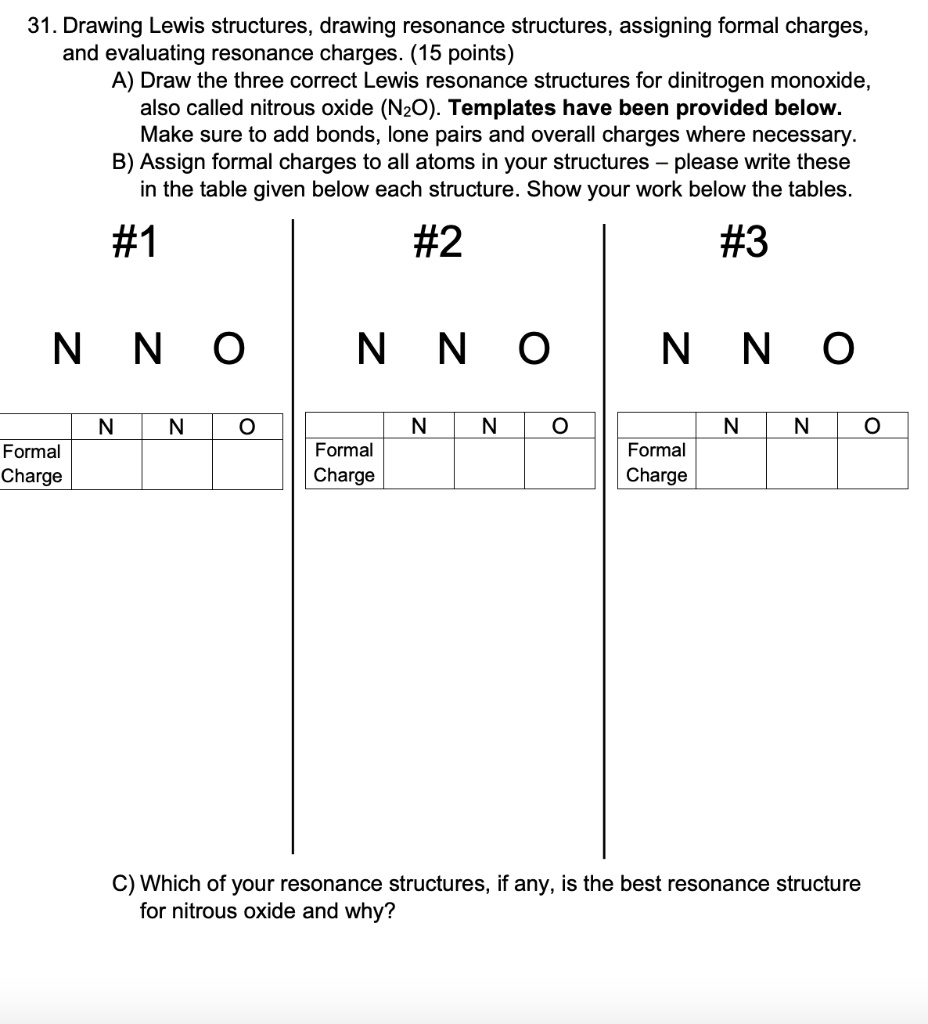 SOLVED 31. Drawing Lewis structures, drawing resonance structures