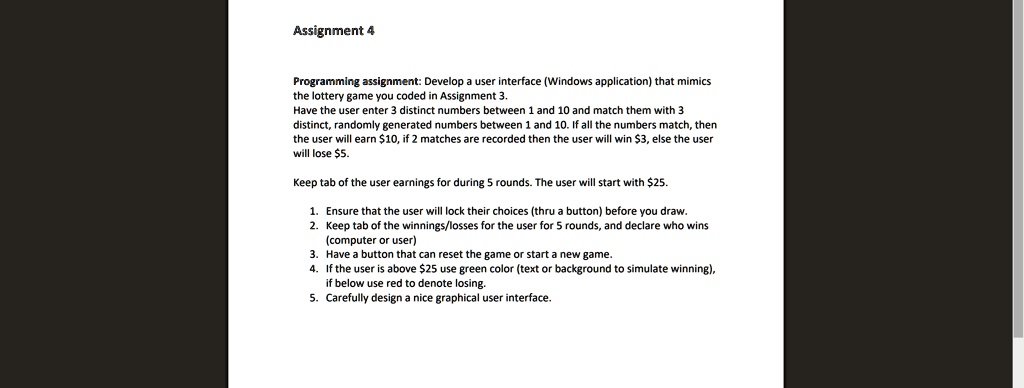 SOLVED: Using C# Programming Language Assignment 4 Programming ...