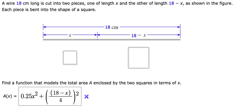 Solved A piece of wire 8 m long is cut into two pieces. One