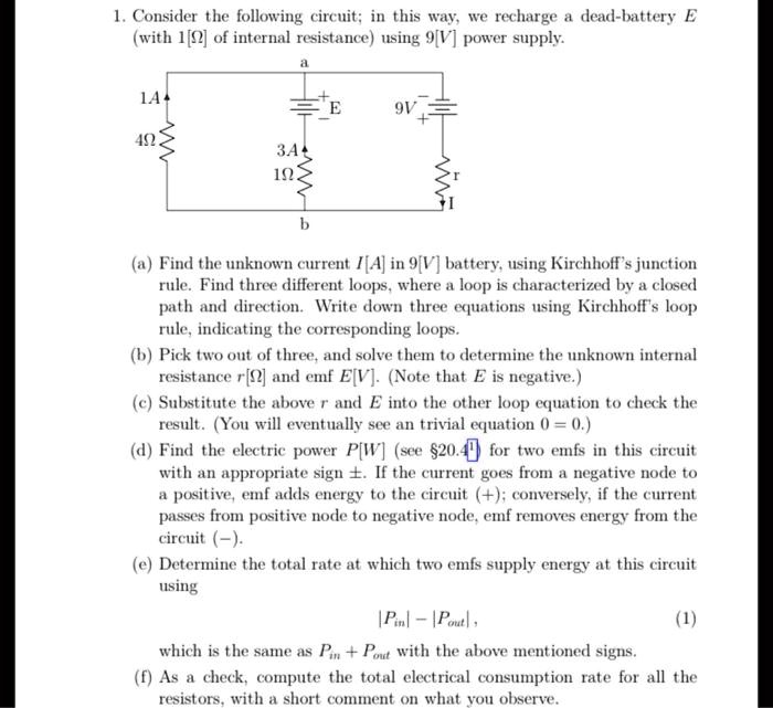 SOLVED Consider the following circuit; in this Way; We recharge dead