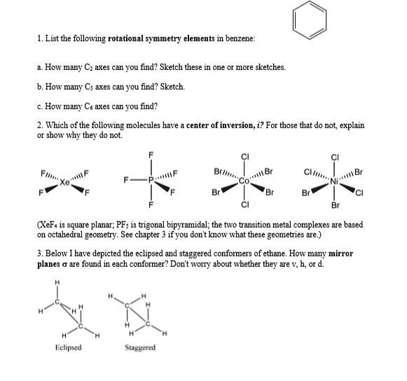 SOLVED:List the following rotational symmetry elements benzene: How ...