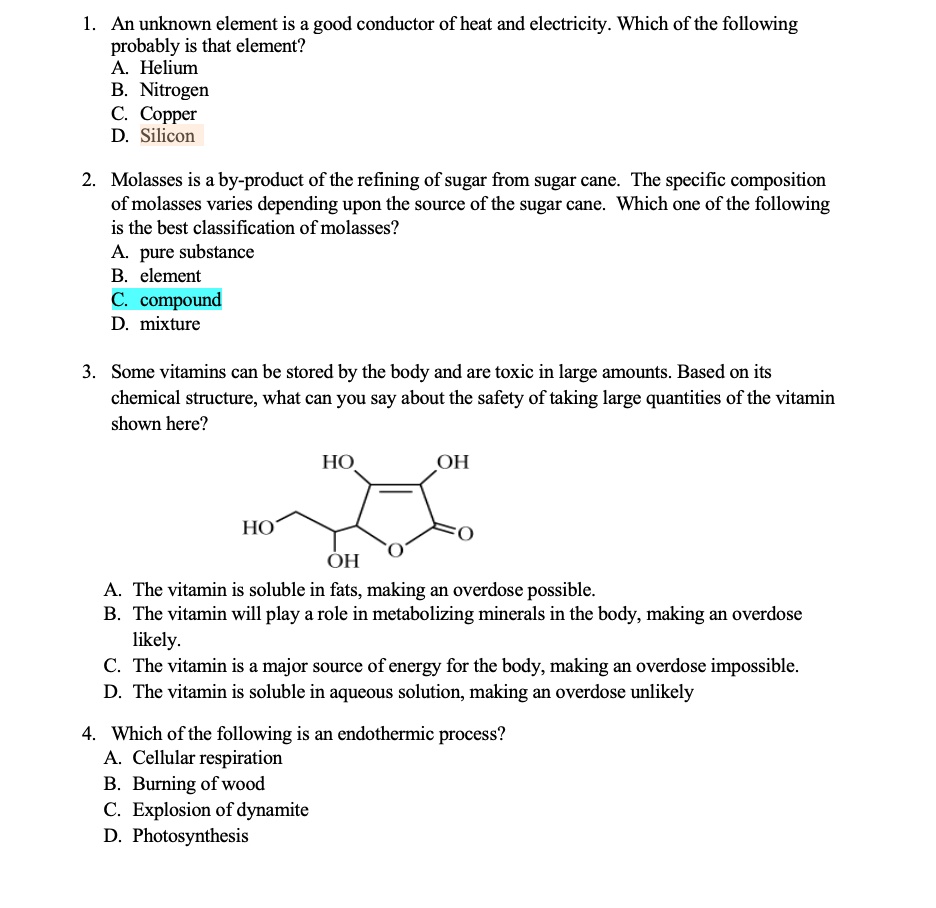 SOLVED An unknown element is a good conductor of heat and electricity