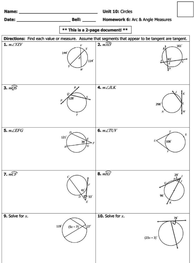 geometry unit 10 homework 1