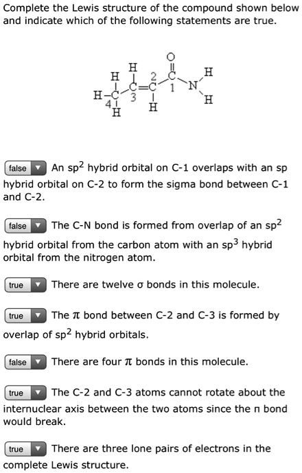 Solved Complete The Lewis Structure Of The Compound Shown Below And Indicate Which Of The 5701