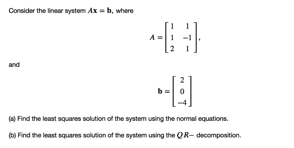 Solved consider the linear system ax b where a 1 2 and 2 b a