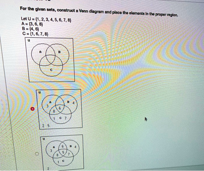 for the given sets construct a venn diagram andplace the elements hn ...