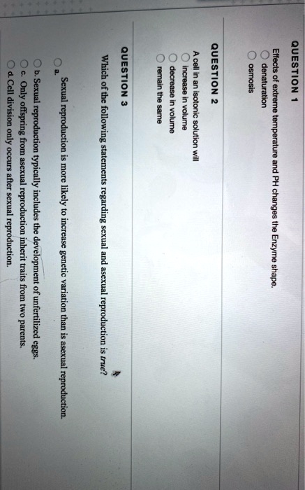 Solved Queston V Question Osmosis H Question D Cell Division Sexual Sexual Shenswoheme