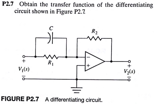 SOLVED: P2.7 Obtain the transfer function of the differentiating ...