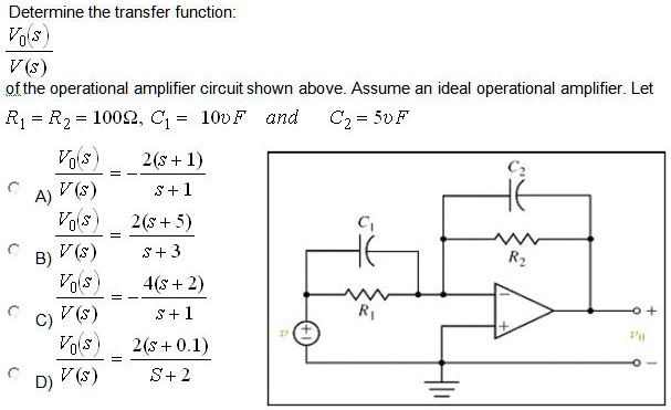 Determine the transfer function: (Vo(s))/(V(s)) of the operational ...