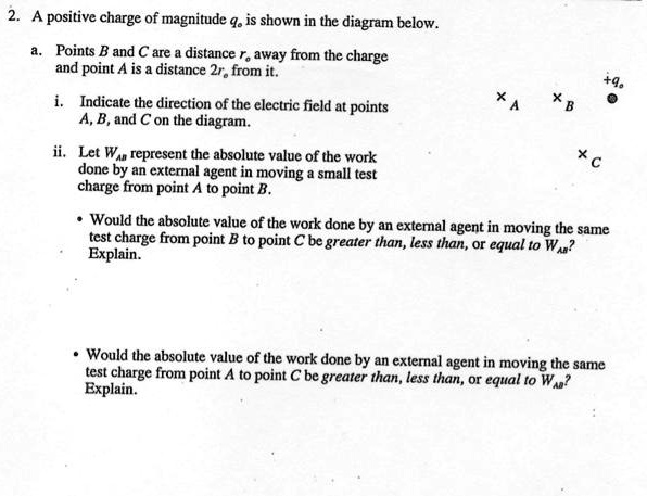 solved: refer to the figure below. a change from point... SOLVED: 2. A positive charge of magnitude q. is shown in the diagram ...