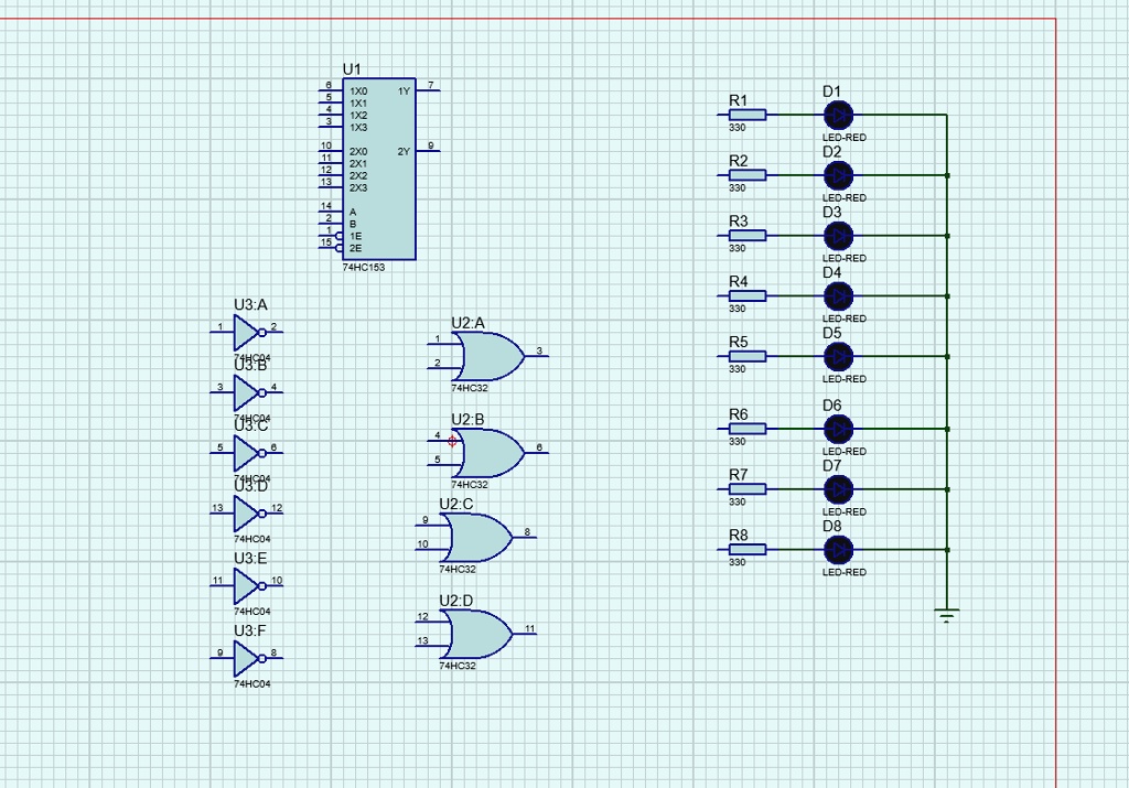 SOLVED Design an 8x1 multiplexer circuit with 74HC153, 74HC32 and