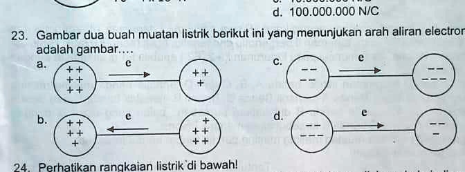 Solved Dua Buah Muatan Listrik Ini Yg Menunjukkan Arah Aliran Elektron Yang Benar Adalah Gambar