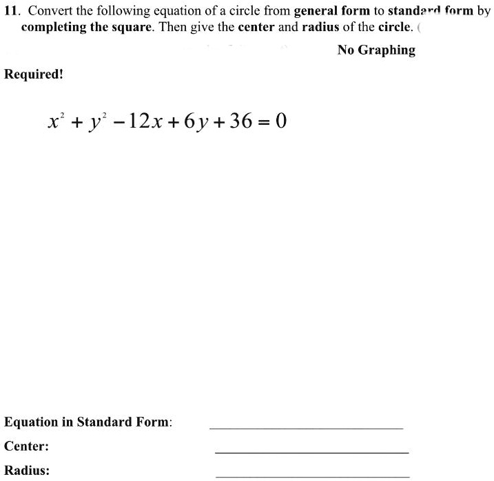 solved-convert-the-following-equation-of-a-circle-from-general-form-to