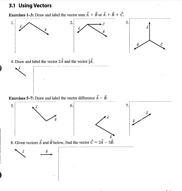 SOLVED: 3.1 Using Vectors Exercises 1-3: Draw And Label The Vector Sum ...