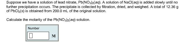 Suppose We Have Solution Of Lead Nitrate Pb Nos Z Aq Itprospt